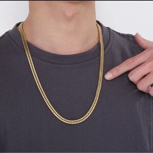 Men’s 18K Gold Plated Wheat Chain Necklace – Stainless Steel